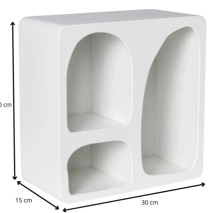 Xenos 3 vakkenkast Zaha organic - MDF - wit - 30x30x15 cm- Vakkenkasten|Wandkasten