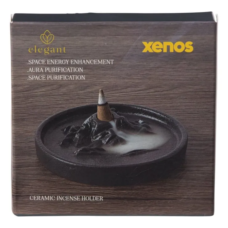 Xenos Backflow wierook brander - grijs - ø11x5 cm- Wierook