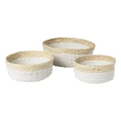 Xenos Badkamer mandjes jute - set van 3- Badkamer Accessoires|Kerstcadeaus