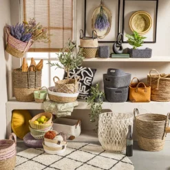 Xenos Badkamer mandjes jute - set van 3- Badkamer Accessoires|Kerstcadeaus
