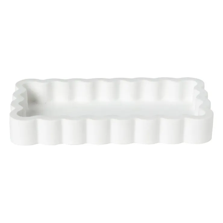 Xenos Badkamer plateau golf - wit - 3x18x10 cm- Badkamer Accessoires