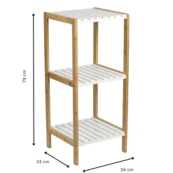 Xenos Badkamerrek - naturel/wit - 79x34x33 cm- Badkamer Accessoires|Doucherekjes