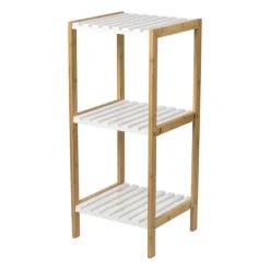 Xenos Badkamerrek - naturel/wit - 79x34x33 cm- Badkamer Accessoires|Doucherekjes