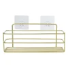 Xenos Badkamerrek rechthoekig - goudkleurig - 28x10x12 cm- Badkamer Accessoires|Doucherekjes
