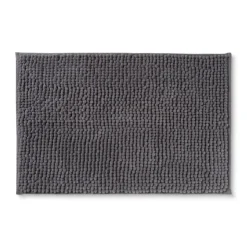 Xenos Badmat chenille - donkergrijs - 40x60 cm- Badmatten