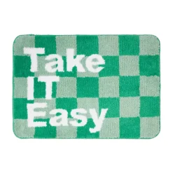 Xenos Badmat Take it Easy - groen/wit - 50x70 cm- Badmatten