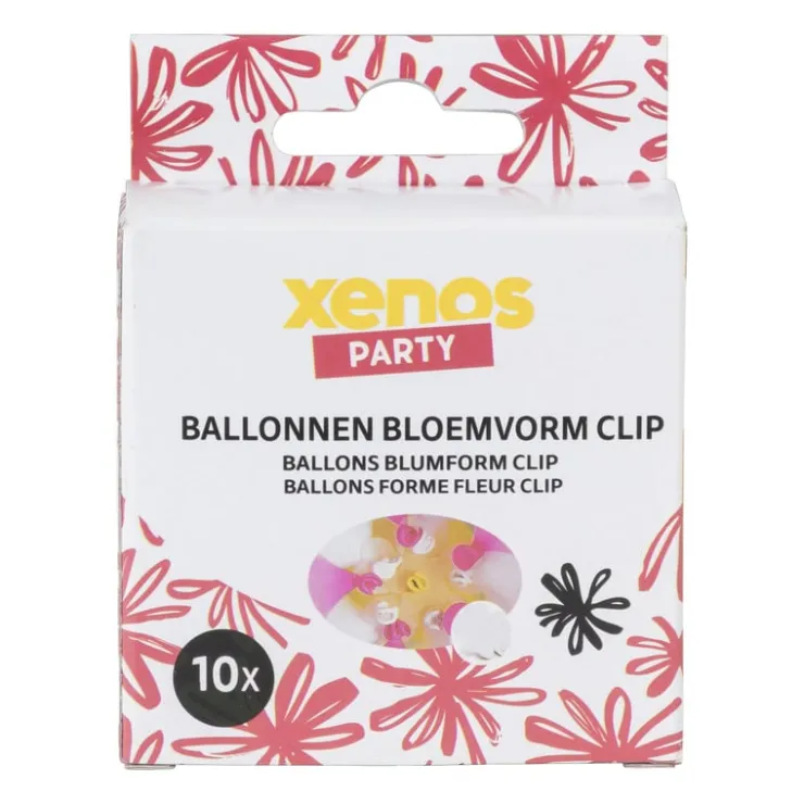Xenos Ballon clip bloemvorm - set van 10 - ø8x1 cm- Ballonnen
