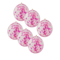 Xenos Ballon confetti - roze/wit - set van 6- Ballonnen|Bruiloft