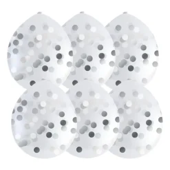 Xenos Ballonnen confetti - zilver - set van 6- Ballonnen|Bruiloft