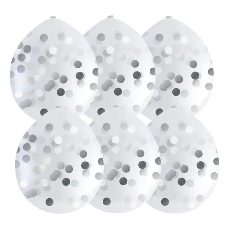 Xenos Ballonnen confetti - zilver - set van 6- Ballonnen|Bruiloft
