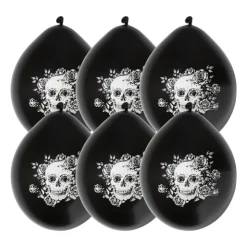 Xenos Ballonnen Day of the Dead - zwart/wit - set van 6- Ballonnen