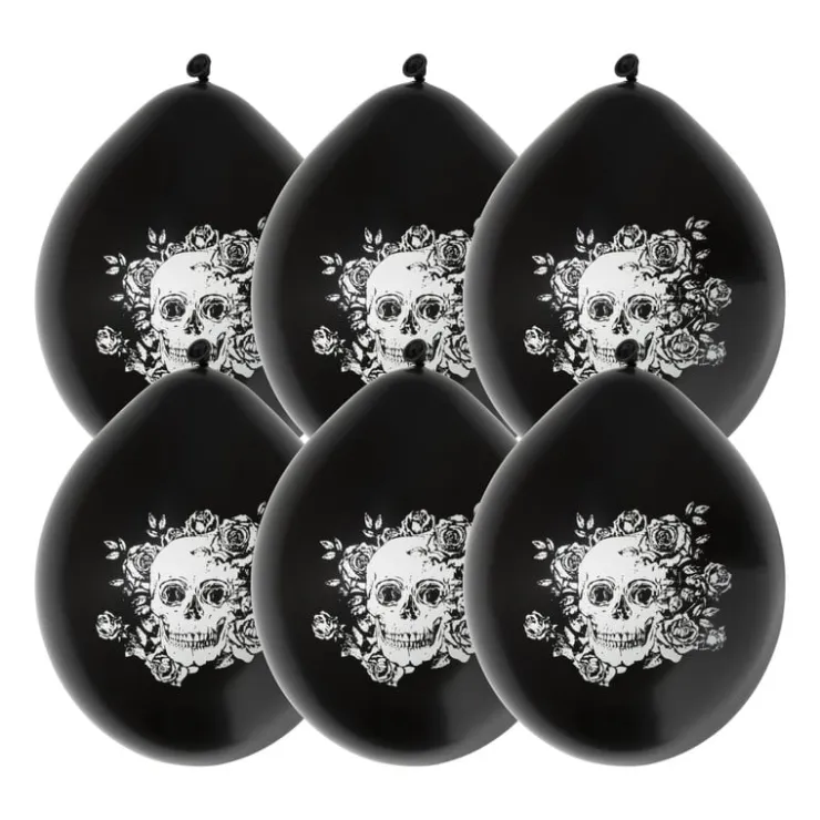 Xenos Ballonnen Day of the Dead - zwart/wit - set van 6- Ballonnen