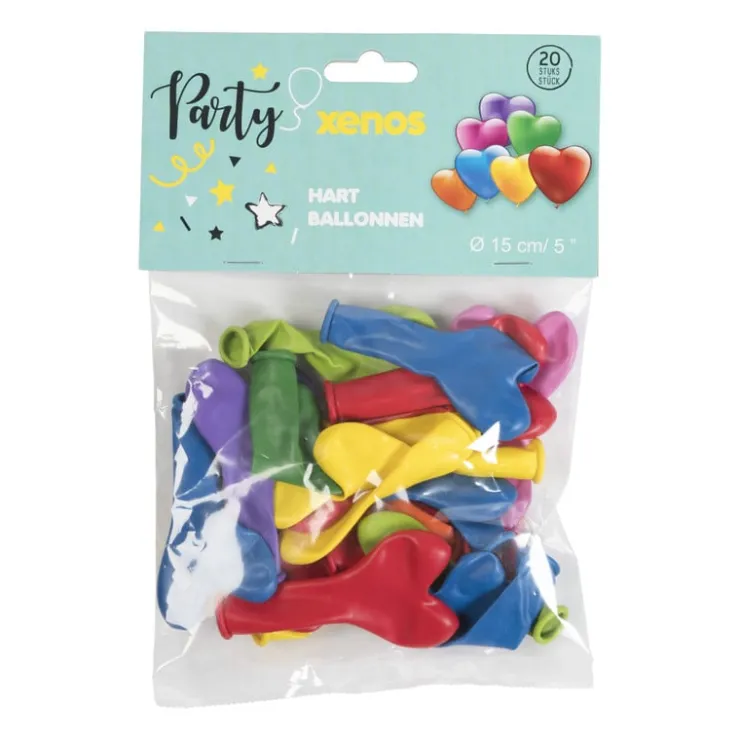Xenos Ballonnen hart - multikleur - set van 20- Ballonnen|Kinderfeestjes