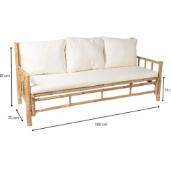 Xenos Bamboe bank Padang - 3-zits - 80x180x70 cm- Bankjes