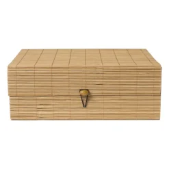 Xenos Bamboe kistje met deksel Moos - 10x27x20 cm - naturel- Manden|Manden