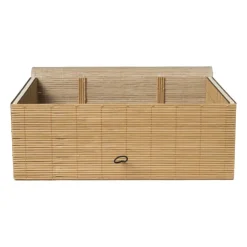 Xenos Bamboe kistje met deksel Moos - 10x27x20 cm - naturel- Manden|Manden