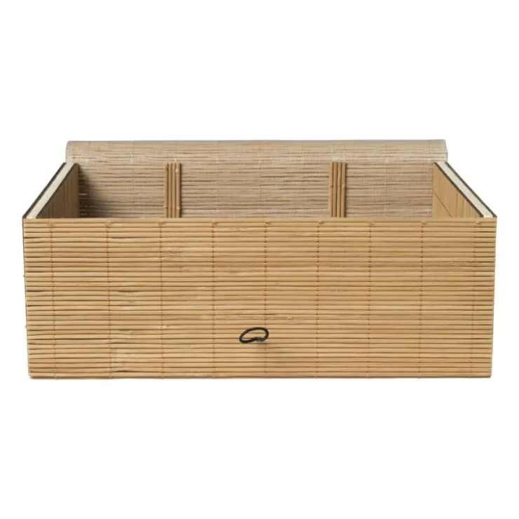 Xenos Bamboe kistje met deksel Moos - 10x27x20 cm - naturel- Manden|Manden