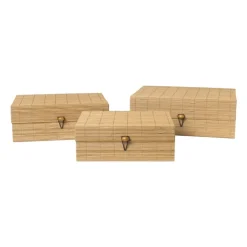Xenos Bamboe kistje met deksel Moos - 10x27x20 cm - naturel- Manden|Manden