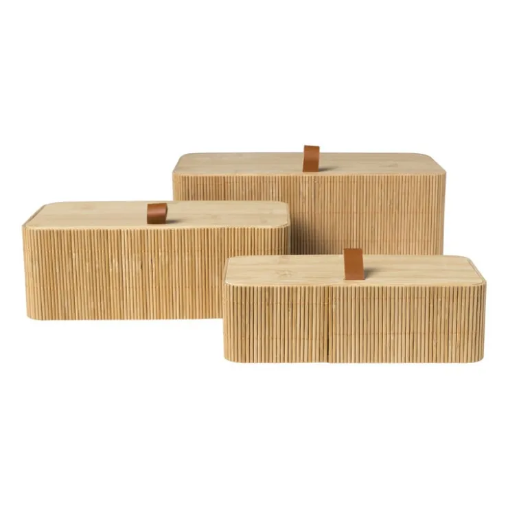 Xenos Bamboe kistje met deksel Jesse - 10x27x15.5 cm - naturel- Manden|Manden
