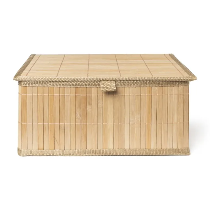 Xenos Bamboe mand met deksel - 11x24x18 cm- Manden|Manden