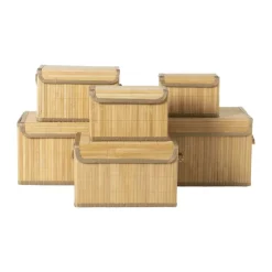 Xenos Bamboe mandenset - bruin - set van 6- Manden|Manden