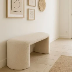 Xenos Bank Sara bouclé - beige - 45x120x44 cm- Bankjes