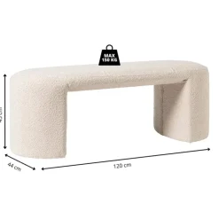 Xenos Bank Sara bouclé - beige - 45x120x44 cm- Bankjes