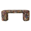 Xenos Bankje bouquet - rood/paars/zwart - 44x120x45 cm- Bankjes