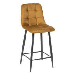 Xenos Barkruk velvet - oker - 100x50x41.5 cm- Barkrukken