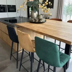 Xenos Barkruk velvet - oker - 100x50x41.5 cm- Barkrukken
