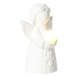 Xenos Beeldje kerstengel - wit - 10.5x6.7x5.8 cm- Kerstfiguren