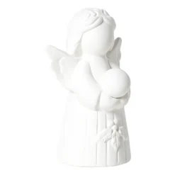 Xenos Beeldje kerstengel - wit - 10.5x6.7x5.8 cm- Kerstfiguren