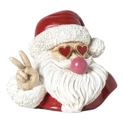 Xenos Beeldje kerstman met kauwgom - rood/wit - 8x10x7.5 cm- Kerstfiguren