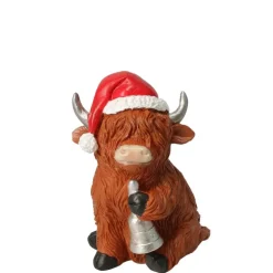 Xenos Beeldje koe met kerstmuts - 12 cm - diverse varianten- Knuffels