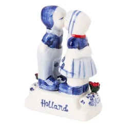 Xenos Beeldje kussend koppel - delfts blauw - 6x3x8 cm- Holland Souvenirs