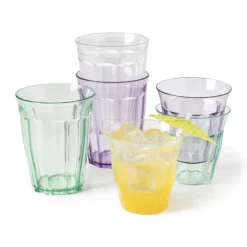 Xenos Beker met facetten - groen - 450 ml- Buitenservies|Waterglazen