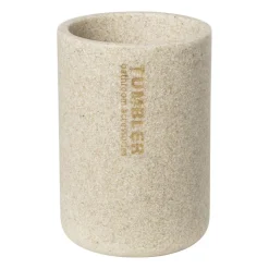Xenos Beker sand - beige - ø8x11.5 cm- Tandenborstelbekers|Badkamer Accessoires