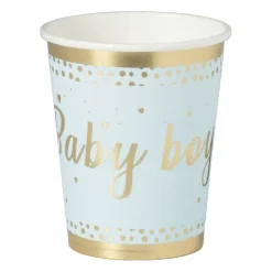 Xenos Bekers baby boy - papier - blauw/goud - set van 8- Wegwerpservies|Babyshower