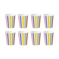 Xenos Bekers gestreept - 250 ml - set van 8- Wegwerpservies