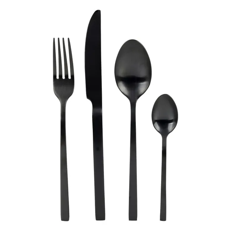 Xenos Bestekset - mat zwart - 16-delig- Bruiloft|Besteksets