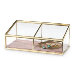 Xenos Bijouxdoos - 2- vaks - goud/roze - 18x9,5x7 cm- Sieraden Opbergen|Kerstcadeaus