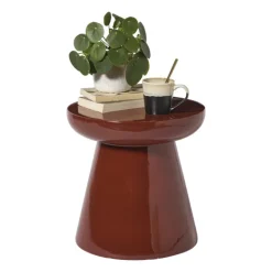 Xenos Bijzettafel Calvin - bordeauxrood - ø35x35 cm- Bijzettafels