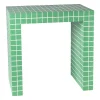 Xenos Bijzettafel checks - groen - 48x48x32 cm- Bijzettafels
