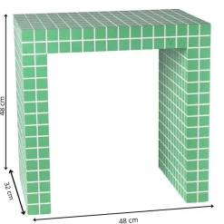 Xenos Bijzettafel checks - groen - 48x48x32 cm- Bijzettafels