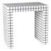 Xenos Bijzettafel checks - wit - 48x48x32 cm- Bijzettafels