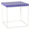 Xenos Bijzettafel checks met metalen frame - paars - 36x36x36 cm- Bijzettafels