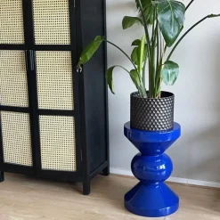 Xenos Bijzettafel diabolo - blauw - ø33x50 cm- Bijzettafels