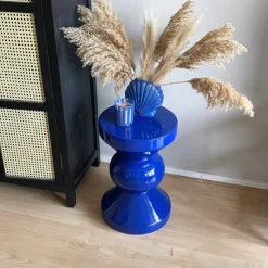 Xenos Bijzettafel diabolo - blauw - ø33x50 cm- Bijzettafels