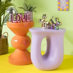 Xenos Bijzettafel diabolo - peach - ø33x50 cm- Bijzettafels