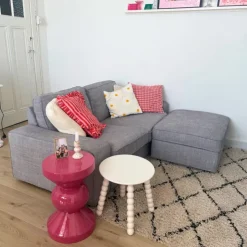 Xenos Bijzettafel diabolo - roze - ø33x50 cm- Bijzettafels
